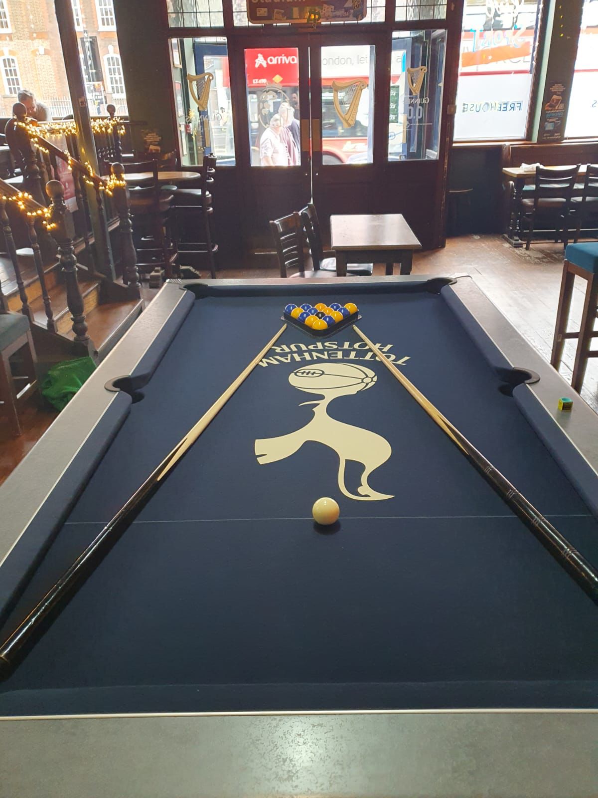 Spurs branded pool table showing logo