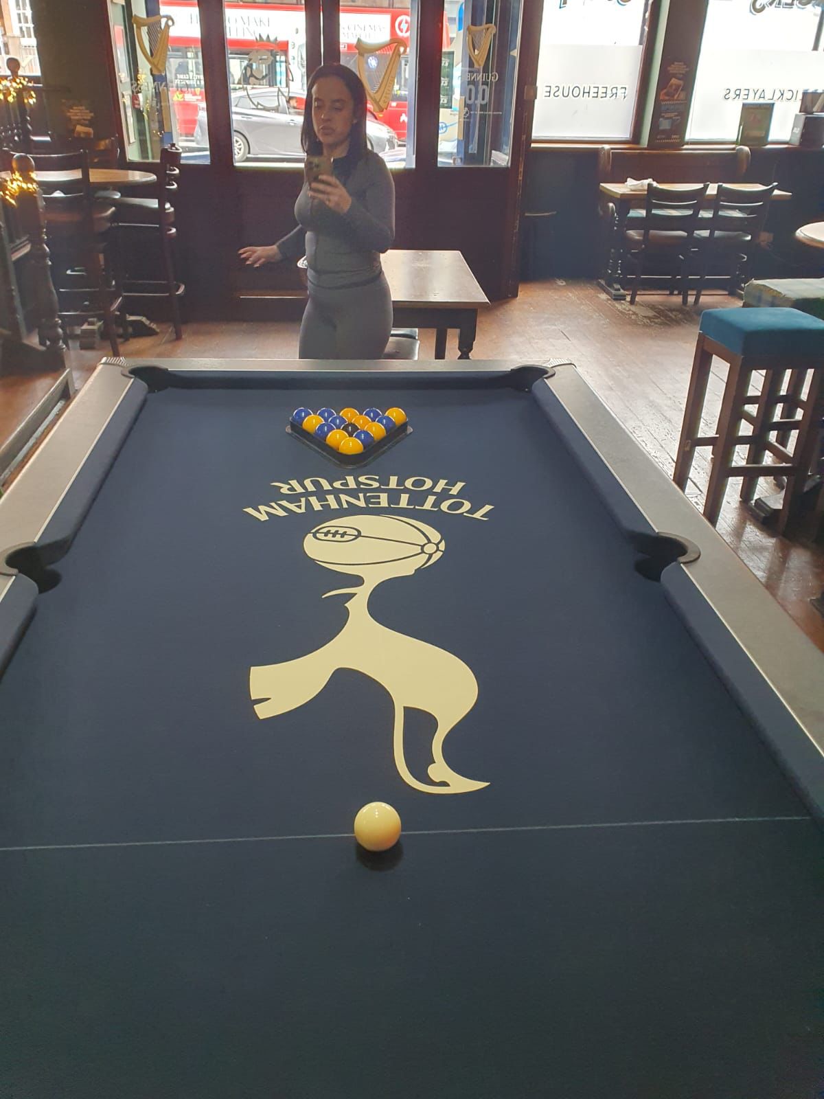 Spurs branded pool table from side
